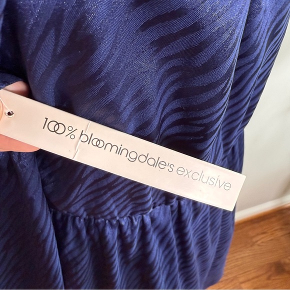 Aqua Bloomingdale’s Blue Satin Zebra Print Mini Dress Sz M - Picture 7 of 9